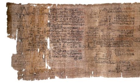 Egyptian Fractions and Doubling: photograph by unknown (c. 1550 BC scribe)