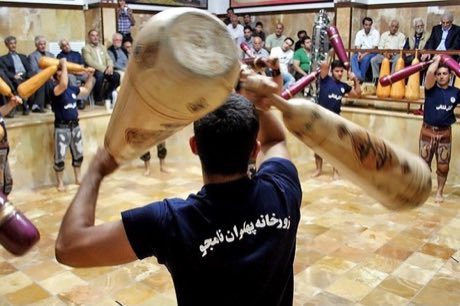 Zurkhaneh strength rhythm: photograph by Reza Dehshiri