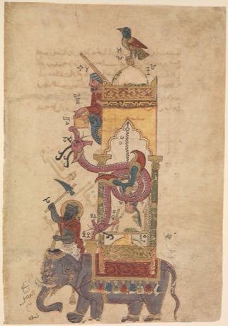 Al-Jazari water-clock contraptions: photograph by al-Jazari