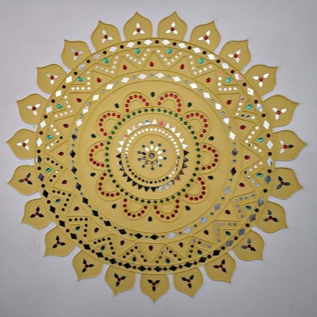 Lippan kaam mud-and-mirror relief: photograph by b sarangi