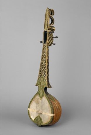 Rabab plucked lute: photograph by Unnamed photographer, released into public domain by Metropo