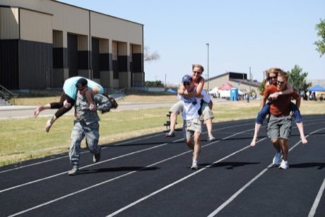 Partner-Carry Obstacle Race: photograph by U.S. Air Force photo by Cortney Paxton