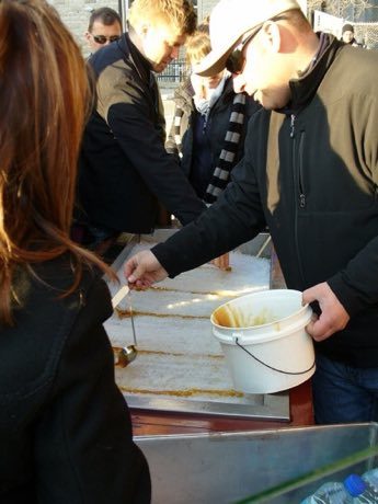 Maple taffy on snow: photograph by John Barnett