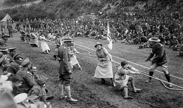 Rope pulling: photograph by National Library NZ on The Commons