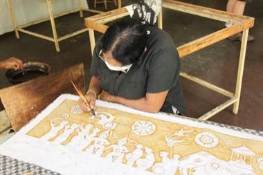 Sri Lankan batik wax-resist painting: photograph by Peter van der Sluijs
