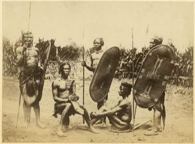 Zande kundi arched harp: photograph by Richard Buchta (1845-1894)