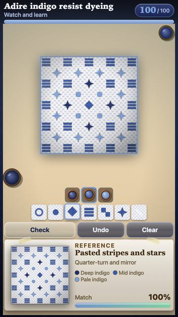 Adire indigo resist dyeing: the game in attract mode