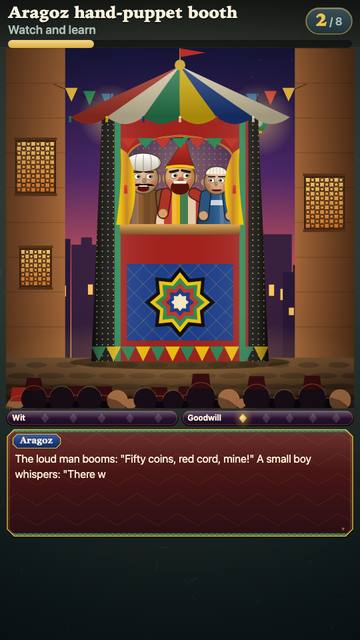 Aragoz Hand-Puppet Booth: the game in attract mode