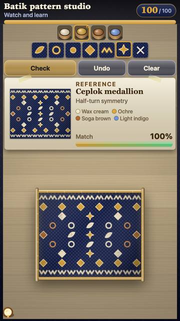 Batik wax-resist pattern studio: the game in attract mode