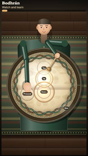 Bodhran Frame Drum: the game in attract mode