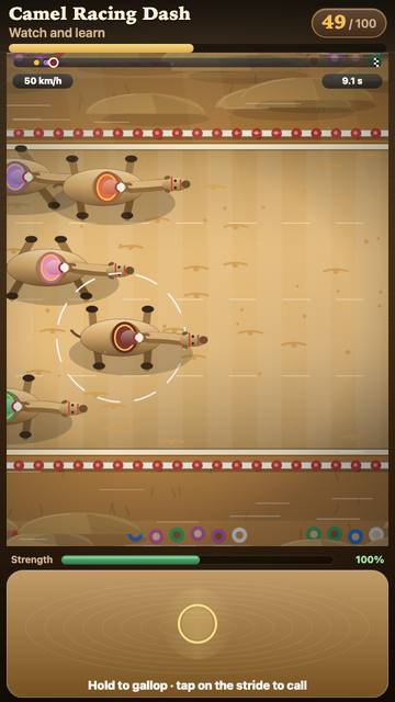Camel racing dash: the game in attract mode