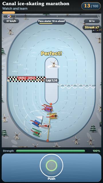 Canal ice-skating marathon: the game in attract mode