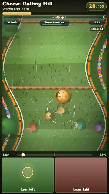 Cheese Rolling Hill: the game in attract mode