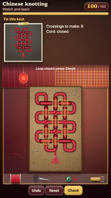 Chinese knotting: the game in attract mode