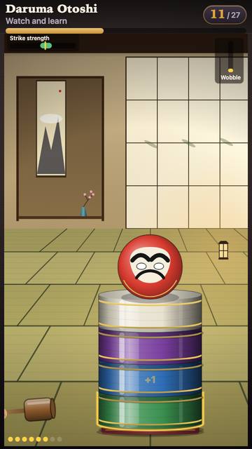 Daruma Otoshi: the game in attract mode