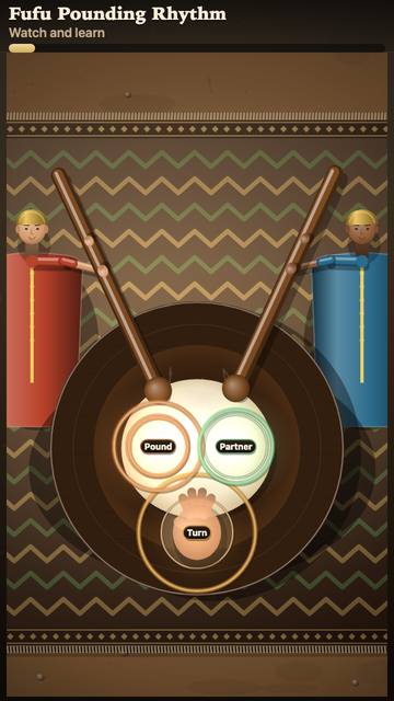 Fufu Pounding Rhythm: the game in attract mode