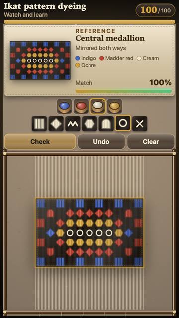 Ikat Pattern Dyeing: the game in attract mode