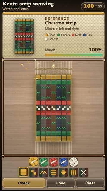 Kente strip weaving: the game in attract mode