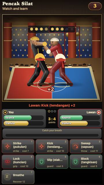 Pencak silat: the game in attract mode