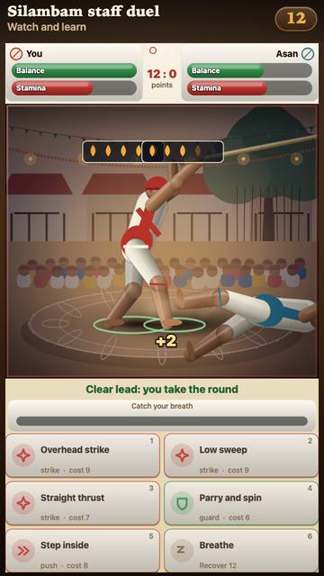 Silambam: the game in attract mode