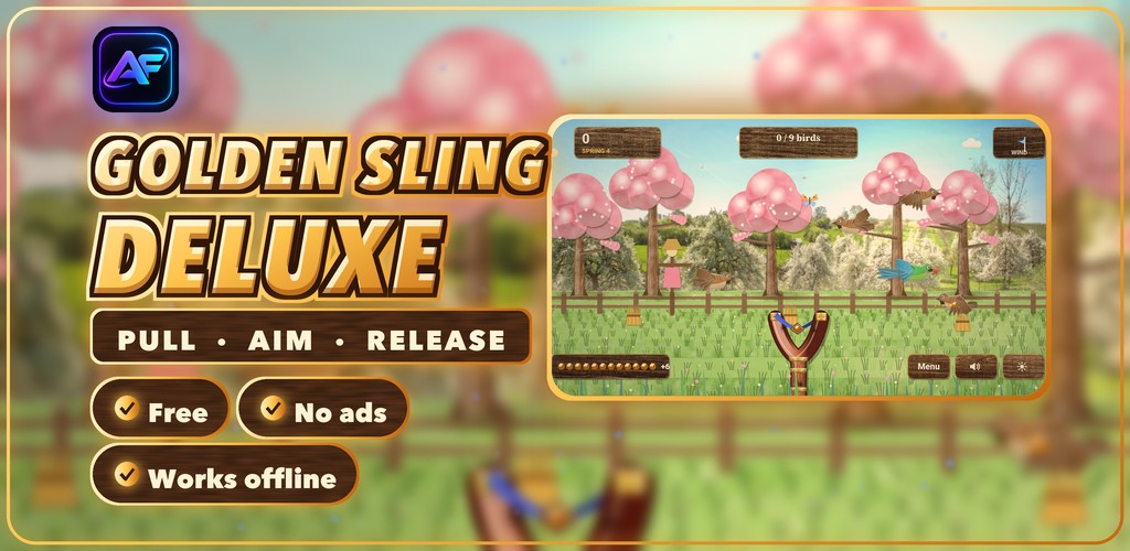 Golden Sling Deluxe: pull, aim, release, guard the harvest