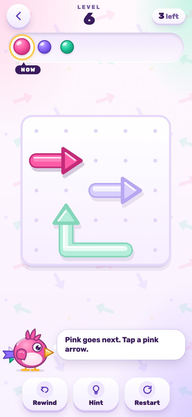 A small board with a pink arrow ready to leave