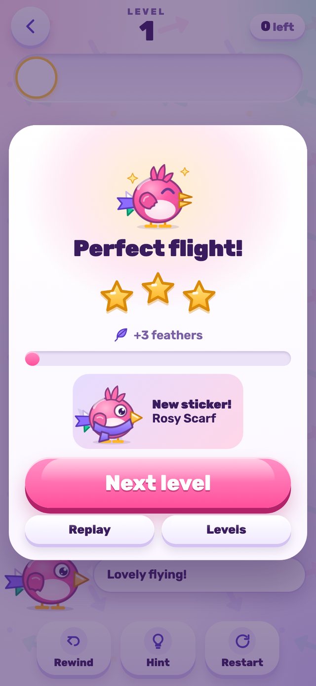 Perfect flight result with three stars