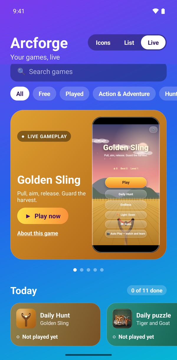 Live gameplay in the menu