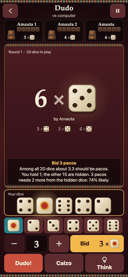 Dudo: Andean Bluff Dice screenshot 2