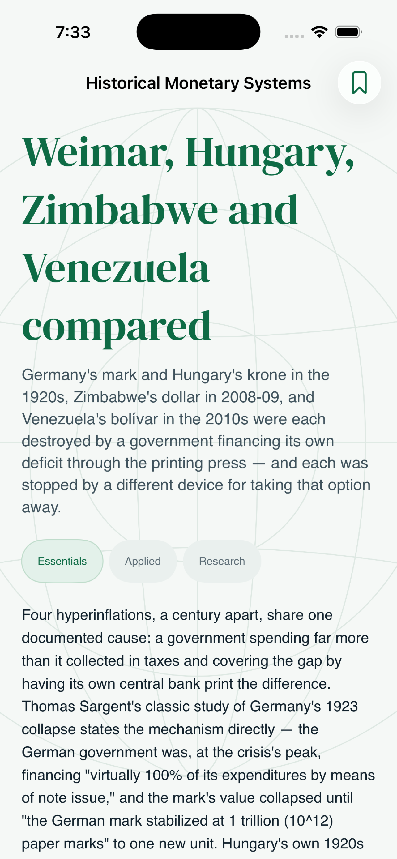 A short Essentials topic page with sourced facts and drill-down links