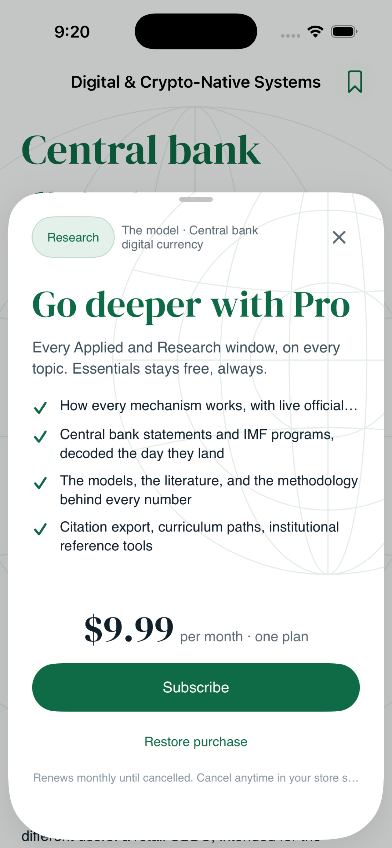 The Pro paywall unlocking Applied and Research depth