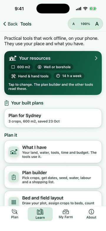 PlainAgri planning tools hub