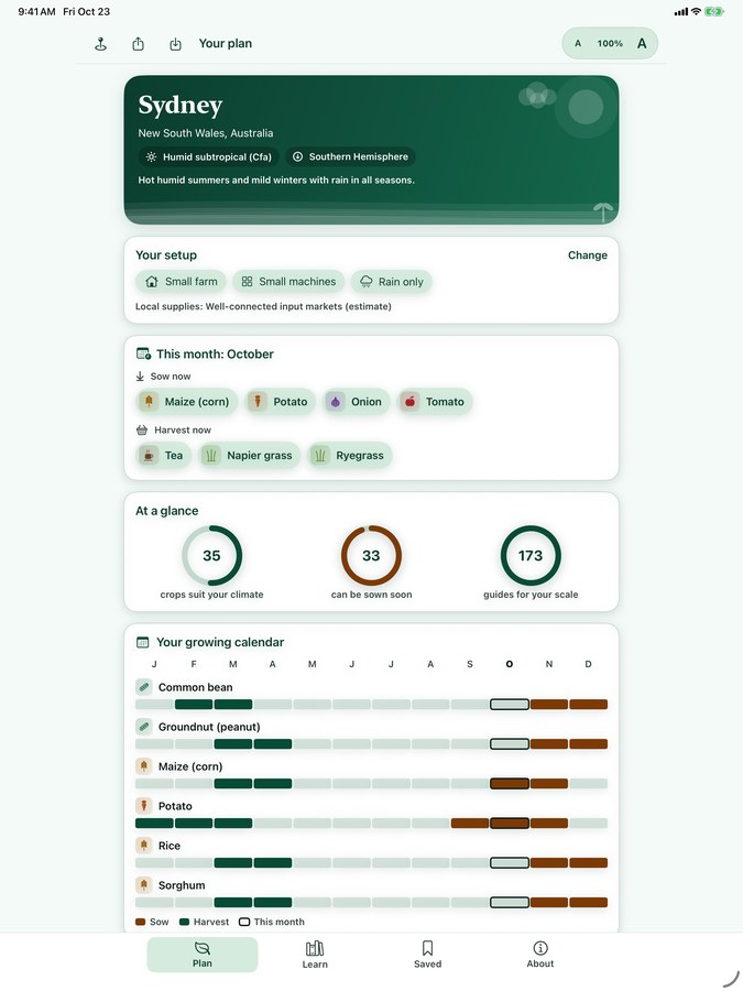 PlainAgri plan on an iPad