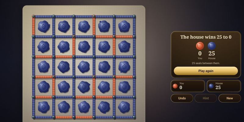 Dots and Boxes on a linen cloth with silk threads