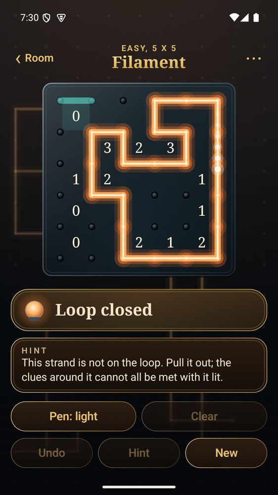 Filament solved: the loop is closed and the lamp is lit