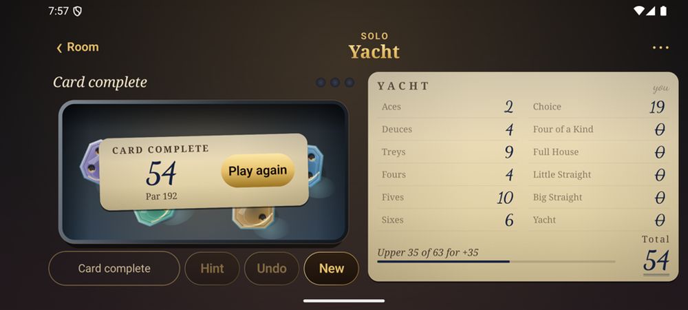 Yacht in landscape: a completed card